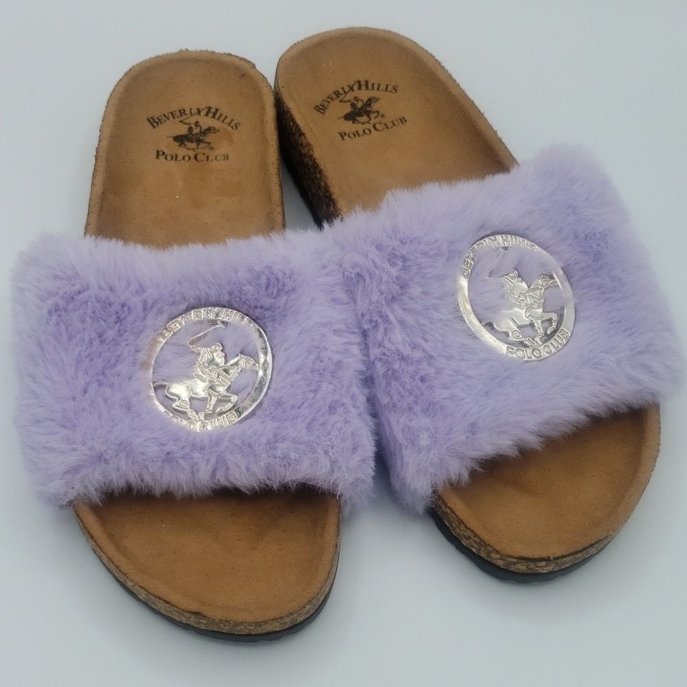 Beverly Hills Polo Club Women's Lavender Fuzzy Slippers